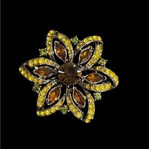 Elegant Floral Gemstone Brooch